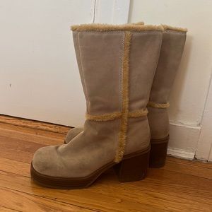 VTG 90s Retro Skechers Square Toe Chunky Bratz Y2K Platform Block Heel Boots